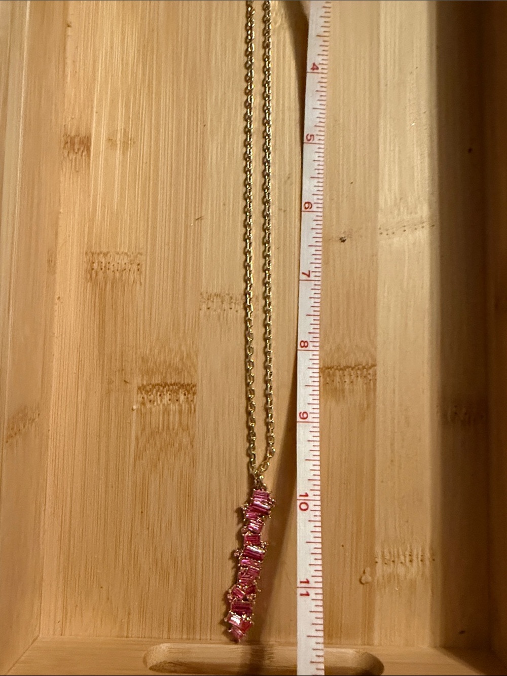 Mary Kay Gold-Tone Necklace with Pink Baguette Pendant